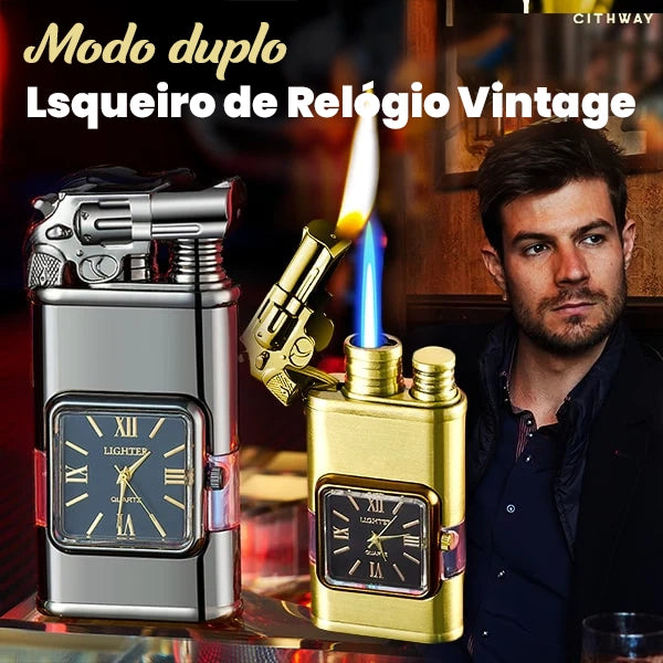 Cithway™ - Isqueiro Relógio Vintage com Dupla Chama