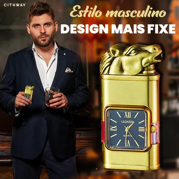 Cithway™ - Isqueiro Relógio Vintage com Dupla Chama