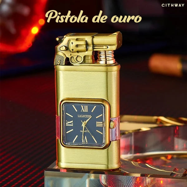 Cithway™ - Isqueiro Relógio Vintage com Dupla Chama